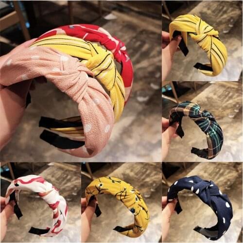1PC Top Retro Knot Turban Twist Hairband Retro Elastic Hair Hoop Headwrap Headband for Women Girls Print Headdress Accessories