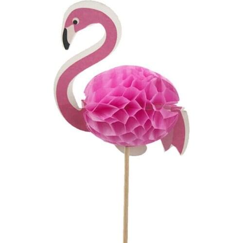 20pcs Flamingo Topper Tropical Fruit Food Pineapple Toothpick Hawaii Luau Beach Birthday Cake Seaside Pool Party Passionate 7D