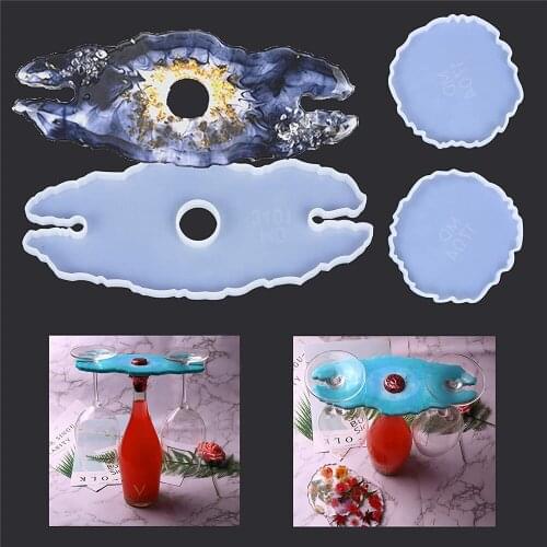 3Pcs/set Wine Rack Resin Casting Molds Coaster Silicone Resin Molds Glasses Holder Resin Molds for CoasterWine Rack Making