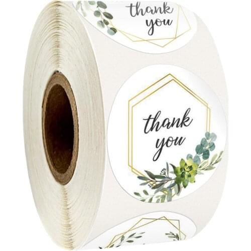 4 kinds of green leaf photo frame thank you sticker 500pcs a roll of seal label sticker scrapbook stickers stationery sticker