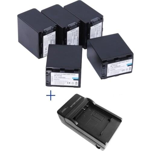 5Pcs 4500mAh NP-FH100 FH100 Battery + DC Charger For SONY NP-FH70 FH50 FH30 SX40R free shipping