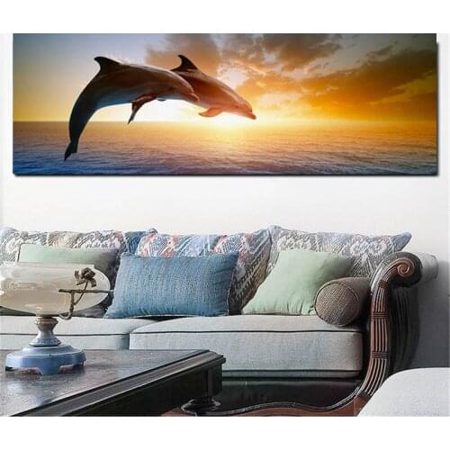 Full square/round 5D DIY Diamond Painting "sunset & dolphin" 3D Embroidery Cross Stitch Mosaic Rhinestone Home Decor child Gift