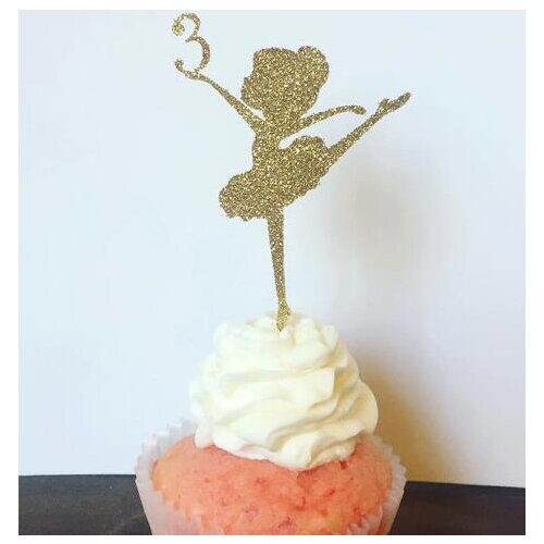 Custom number glitter Ballerina girl birthday cupcake toppers baptism Christening paty decoration doughnut food picks glitter