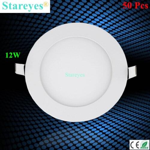 Free shipping 50 Pcs Round LED Panel Lights 12W AC 85-265V 170mm 980 lumen smd 2835 lamp bulb led ceiling Downlight lighting