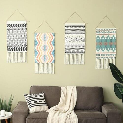 Bohemian Macrame Cotton Tassel Handmade Wall Hanging Tapestry Vintage Aesthetic Tapestry Home Living Room Decor Boho Decoration