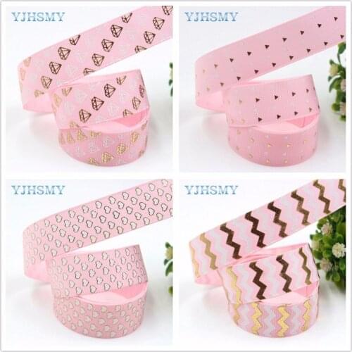 YJHSMY 1710055 22mm 10yards Bronzing Ribbons Thermal transfer Printed grosgrain Wedding Accessories DIY handmade material