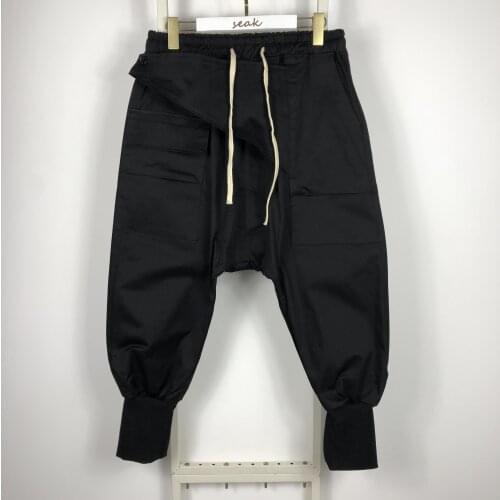 20ss Owen Seak Men Casual Harem Pants Gothic Men Clothing High Street Sweatpants Autumn Women Calf-Length Pant Loose Black Pants