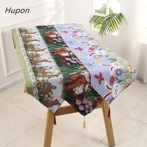 Happy Easter Decoration Table Runner 180x35cm Bunny Rabbit Easter Eggs Decor Tablecloth Easter Theme Party Decorations for Home