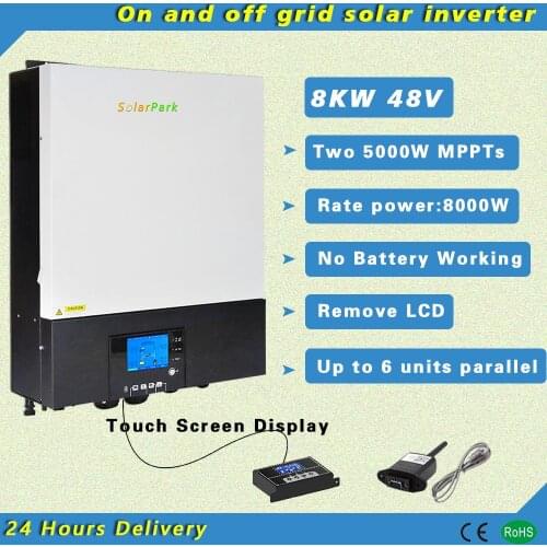8KW 48V On and Off Grid Hybrid Solar Inverter Bulit in Two 5000W MPPT Charger Controller with Parallel Function Remove LCD Wifi