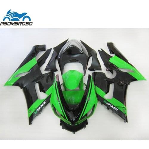 Top Selling ABS Plastic Motorcycle parts for Kawasaki Ninja ZX6R fairing kit 2005 2006 green black fairing set zx6r 05 06 BN30