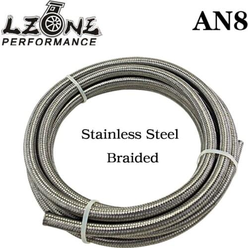 LZONE - AN8 8AN AN -8 (11.2MM / 7/16" ID) STAINLESS STEEL BRAIDED FUEL OIL HOSE 5 METER / 5M JR7113