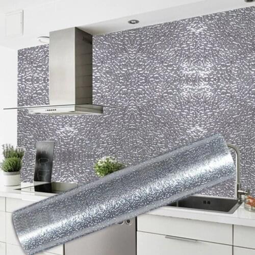 Kitchen Wall Stove Aluminum Foil Oil-proof Stickers Anti-fouling High-temperature Self-adhesive Croppable Wallpaper