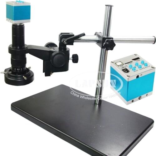 14MP CMOS HDMI HD USB Output Industry PCB Soldering C-mount Microscope Set Video DVR Camera + Remote Control + Arm Stand