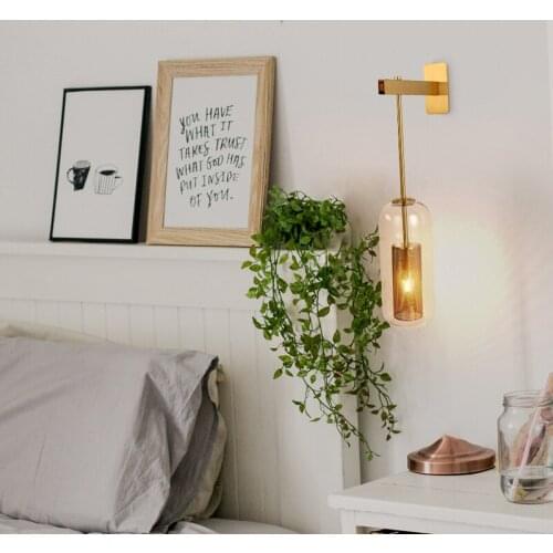 Nordic wall lamp living room decoration led gold black lamp holder wall sconce for dining room glass wall light bedroom light