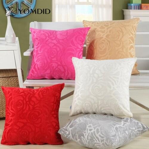 Solid Color Cushion cover Suede Style Decorative Flower Pattern Cushion Cover Home Decor 43*43 cm Funda cojin