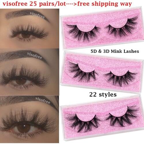 25pairs Visofree Eyelashes 3D Mink Hair False Eyelashes Natural Thick Long Eye Lashes Makeup Mink Lashes Beauty Extension Tools