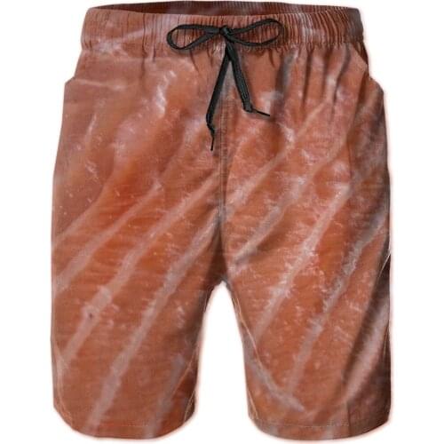Summer Men Causal Shorts Breathable Quick Dry Funny Sarcastic Food Full Printed,Sausage Party basketball Salmon Male Shorts