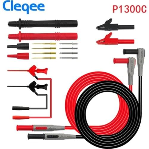 Cleqee P1300B P1300C 12-in-1 Super Multimeter Probe Replaceable Probe Clamp Multi Meter Test Lead kits + Alligator Clips
