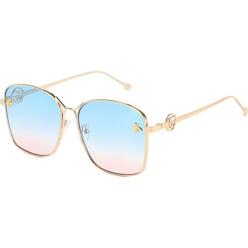 2020 luxury bee Fashion for women Sunglasses Men Square Brand Design Sun Glasses Oculos Retro male iron