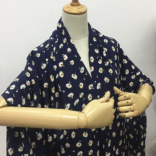 Floral print deep blue silk crepe de chine fabric for women dress not transparent,SCDC1361
