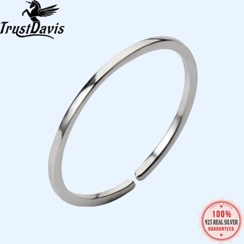 Trustdavis 2019 100% 925 Solid Sterling Silver Smooth Surface Cocktail Opening Ring Sizable 6 7 Women Girls Kids Xmas Gift DA177
