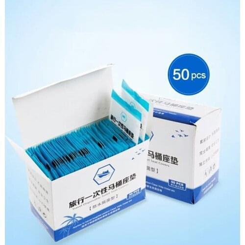 50pcsUniversal Toilet Disposable Sticker Toilet Seat Cover Business Travel Stool Toilet Seat Cover Toilet cover plastic set 817