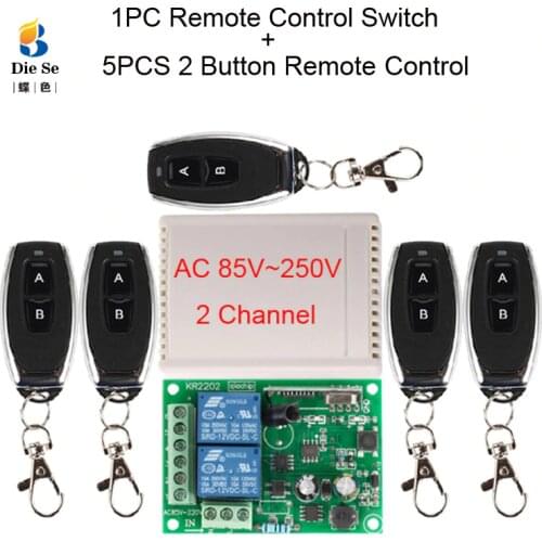 433MHz Universal Wireless Remote Control AC 85V 220V 2CH Relay Receiver Module for Garage door lamp bulb Electromechanical light