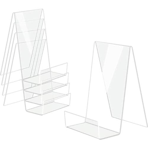 Pack of 5 Acrylic Book Stand Decorative Clear Book Holder Acrylic Display Rack Acrylic Holders for Home Office Book Shop