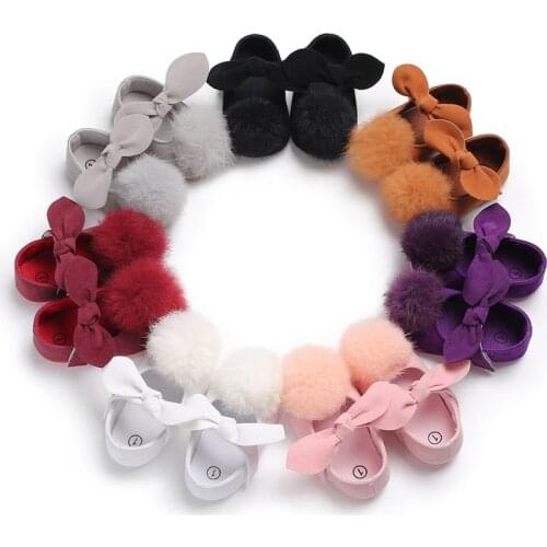 Spring and Autumn 0-1 years old girl baby hair ball princess shoes silicone non-slip baby shoes