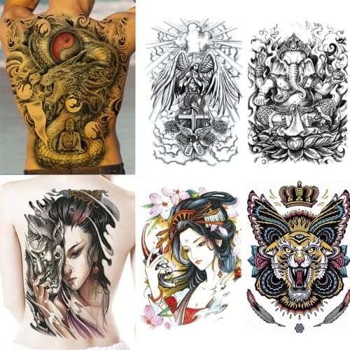 Waterproof Big Large Full Back Chest Tattoo large tattoo stickers fish wolf Tiger Dragon temporary tattoos fish cool men women