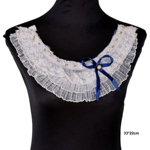 Flowers Embroidered Applique Lace Neckline Collar DIY Handicraft Sewing Guipure Trimmings For Clothing BW206