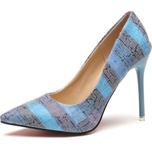 Plus Size 34-42 2020 Spell Color Women Pump High Heels Single Shoes Female Summer Patent Leather Wedding Party Woman