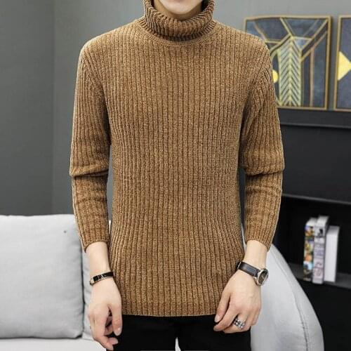 Winter High Neck Thick Warm Sweater Men Turtleneck Brand Mens Sweaters Slim Fit Pullover Men Knitwear Male Double collar