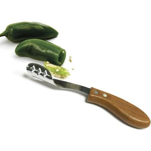1pcs Jalapeno Pepper Corer Core Deseeder Stainless Steel Chili Slicer Remover w/ Serrated Slice Soft Handle Seed Remover Kitchen
