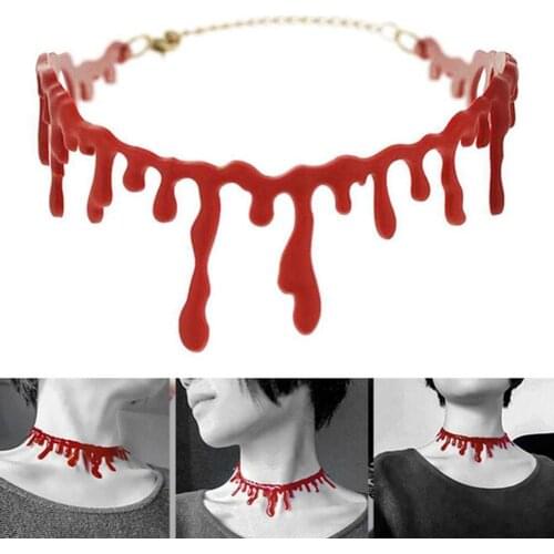 1Pcs Halloween Decoration Necklace Gothic Style Red Blood Drip Necklace Horror Party Jewerly Scary Chocker Necklace