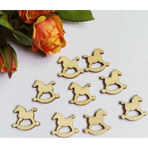 100Pcs no Holes Childrens rocking horse Wood Buttons Clothing Accessories Scrapbooking Craft Wood Color Flatblck Scrapbook