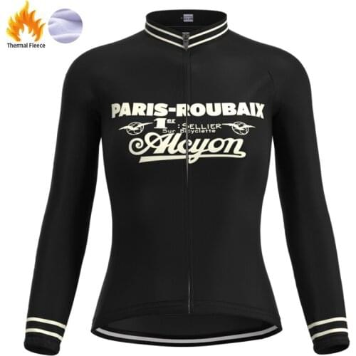 1989 Competition Alcyon Team Woman Retro Cycling Jersey Fleece Long Sleeves Clothing winter Bike Jersey maillot ciclismo mujer