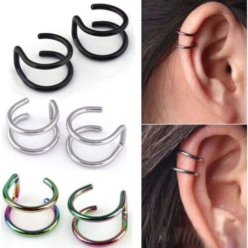 2 Pcs/set Punk Simple Ear Clip Cuff Wrap Earrings for Women Fashion Jewelry Clip-on Earrings Non-piercing Ear Cuff Eardrop
