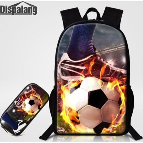 Custom Footballs Soccers School Bag With Pencil Case 2 PCS Set For Teenage Boys Basketballs Children Backpacks Mochilas Rucksack