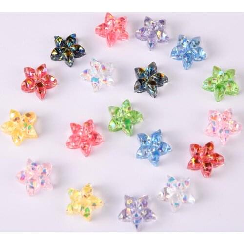 BOLIAO 20Pcs 14mm*14mm Star Shape Resin Contains Glitter Transparent Flat Back Earring Accessories Decoration R268