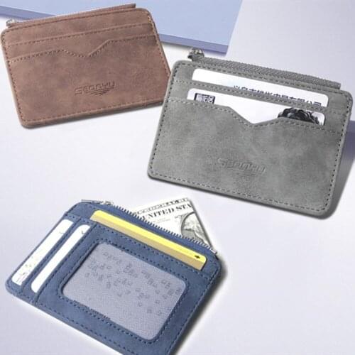 2021 New Mens Card Wallet Leather Purse For Cards Frosted Fabric Card Holder Money New Minimalist Purse Transparent Coins