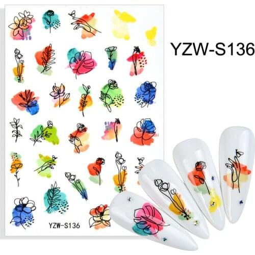3D Stickers for Nails Color Graffiti Flowers Design Nail Foil Decal Slider Stickers for Manicure Nail Art Decoration Accessories