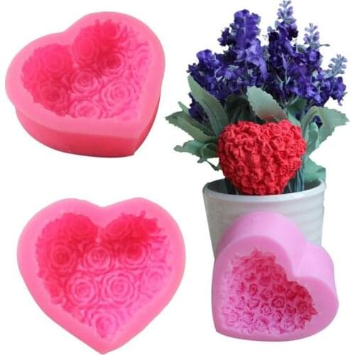 3D Silicone Rose Flower Shape Sugar Mold Craft Love Moulds Chocolate Mold Baking Fondant Heart Cake Tools G5Y5