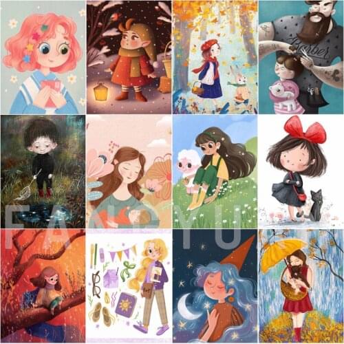 Diy Diamond Painting Cross Stitch Home Decor Cattoon Little Girl Full Rhinestone Mosaic 5D Diamond Embroidery Wall Art Pictures
