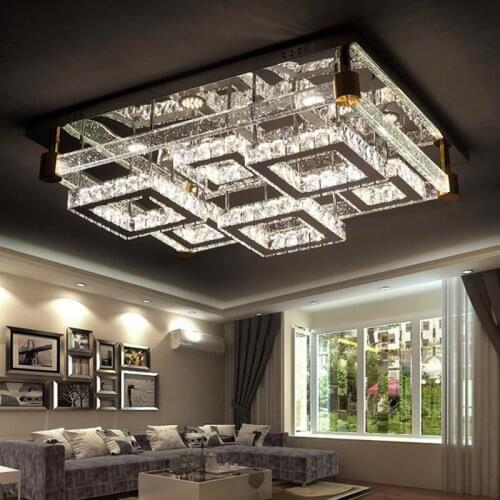 Atmospheric rectangular living room wire cutting crystal lamp led ceiling lamp modern intelligent lamps LED lighting fixture led