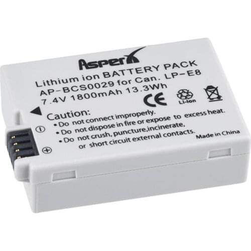 AsperX 1Pcs LP-E8 LPE8 LP E8 Camera Battery for Canon EOS 550D 600D 650D 700D kiss X4 X5 X6i X7i Rebel T2i T3i T4i T5i