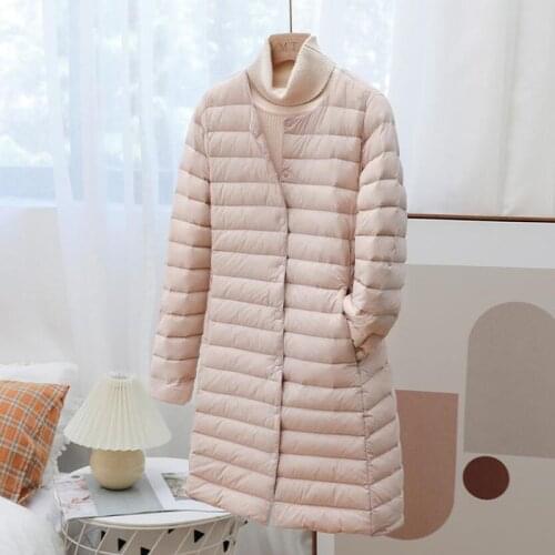 Brand Plus Size 90% White Duck Down Coat Female Long Winter Ultra Light Down Jacket Women V-neck Feather Jacket Warm Coat