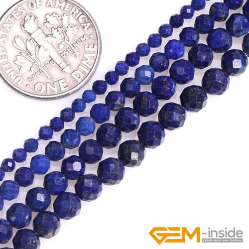 Natural Lapis Lazuli Faceted Round Acceories Beads For Jewelry Making Strand Beads 15 Inch DIY Bead For Bracelet 6 8 10 12mm