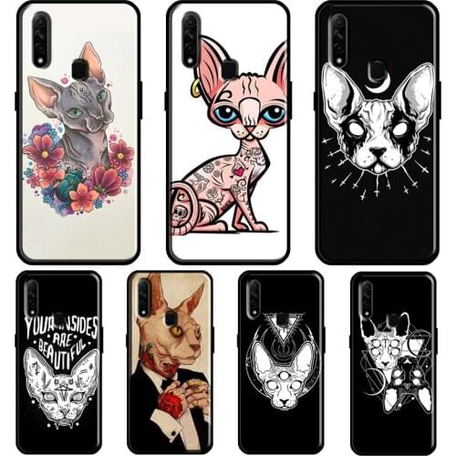 Tattoo Sphinx Cat For OPPO A15 A1K A3S A5S A52 A72 A91 A83 A93 Find X3 Pro Reno 2 Z A5 A9 A31 A53 2020 Case