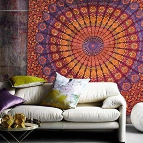 Hippie Mandala Tapestry Wall Hanging Indian Peacock Maditation Gypsy Bohemian Hippy Psychedelic Dorm Room Decor Poster Tapiz